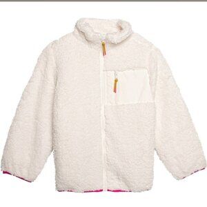 Birch & Stone SZ12 Girls Ivory Sherpa Parka Jacket Y2K Comfy Outdoor Layering Pi